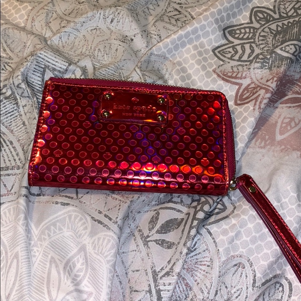 Kate Spade Pink holographic wallet/ wristlet
